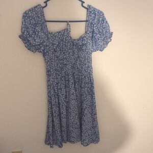 SHEIN Blue and White Floral Dress